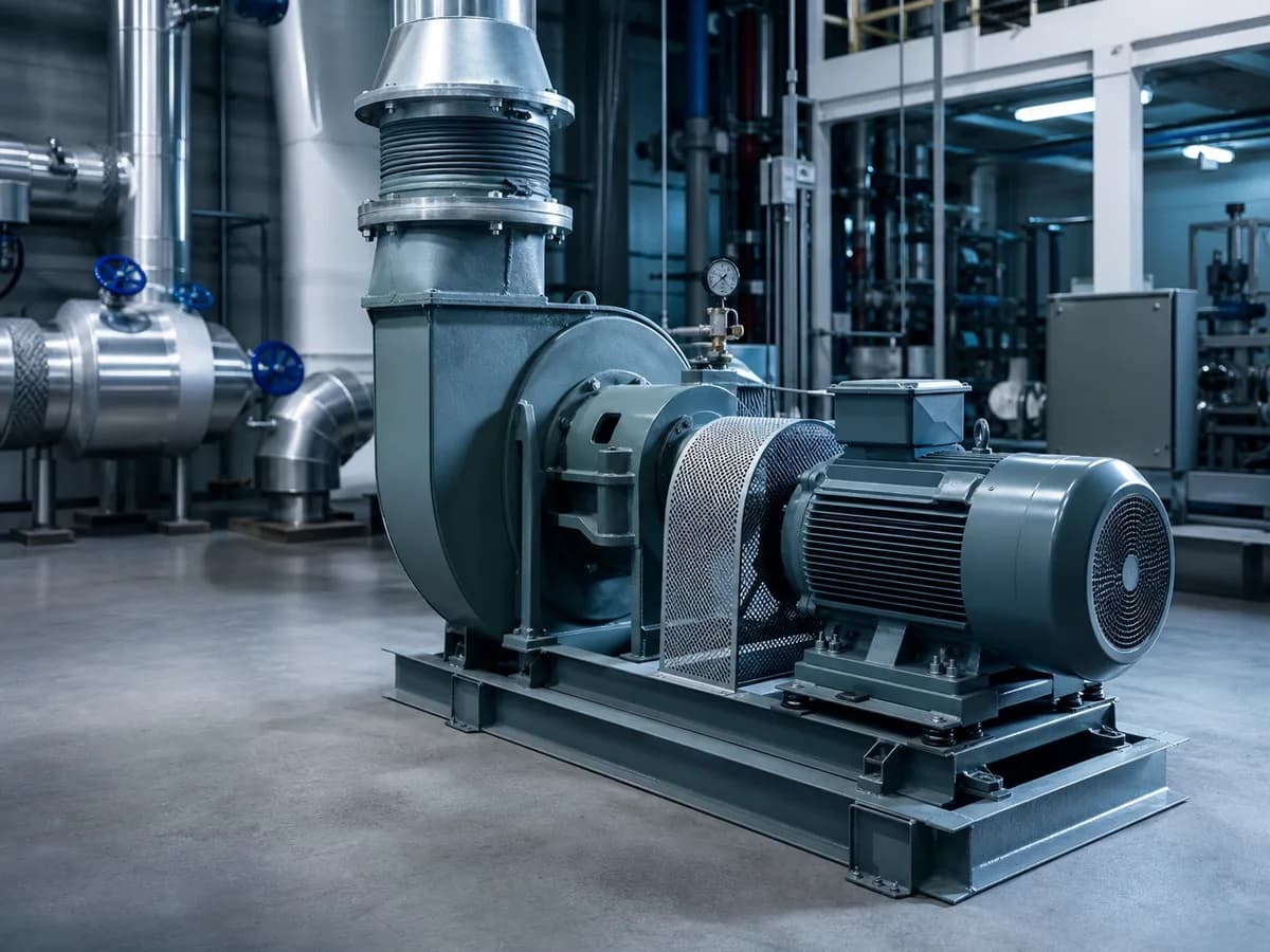 AC motor driving a continuous-duty industrial blower system