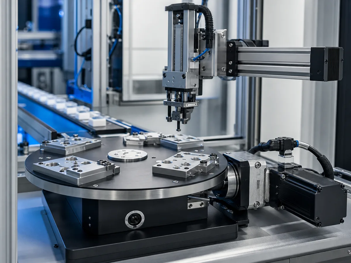 Servo-driven rotary indexing table in an automated precision assembly cell